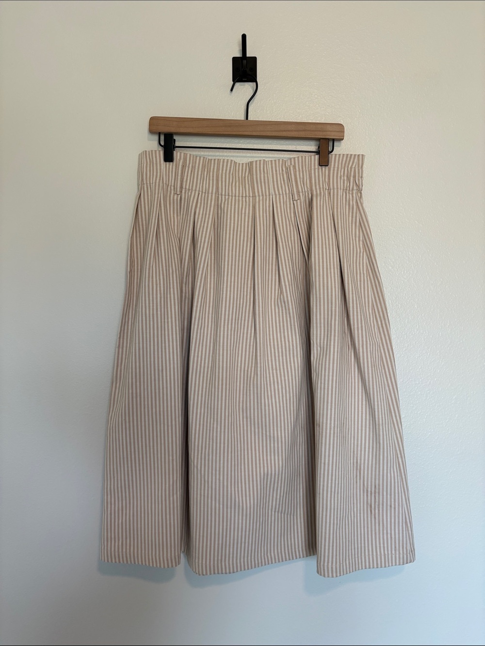 Anthropologie Cream Pinstriped Midi Skirt - Picture 6 of 9